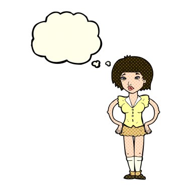 el HIPS düşünce balonu ile kadınla çizgi film