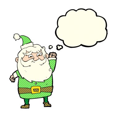 Düşünce baloncuklu çizgi film Noel Baba