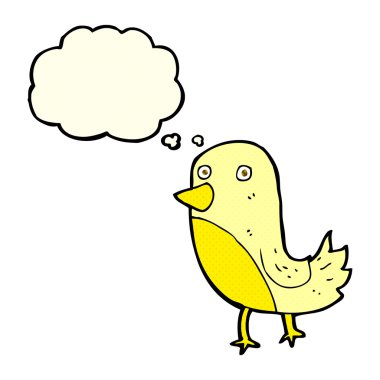 Düşünce baloncuklu çizgi film sarı kuşu