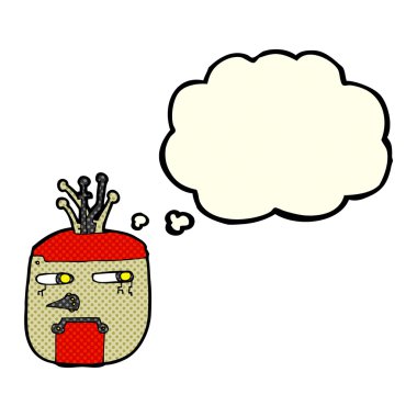 Düşünce baloncuklu robot kafası