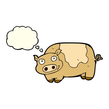 Düşünce baloncuklu çizgi film domuzu