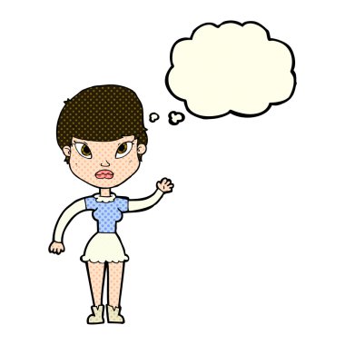 düşünce balonu ile sallayarak çizgi film kadın