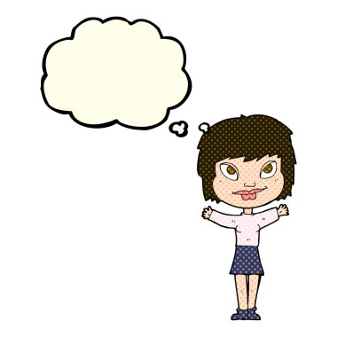 düşünce balonu kollarını sallayarak çizgi film kadın