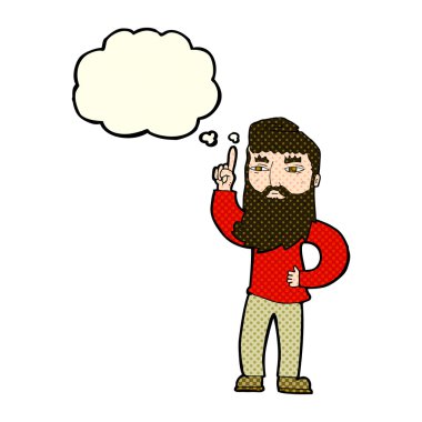 Düşünce baloncuğu olan çizgi film adamı.