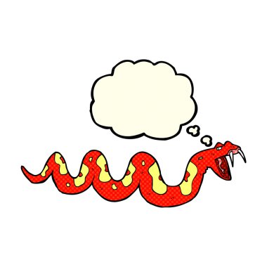 Düşünce baloncuklu zehirli yılan.