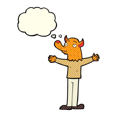 karikatür dostu fox kişi düşünce balonu ile