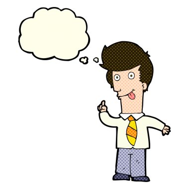 Düşünce baloncuğuyla çılgın fikirleri olan bir ofis adamı.