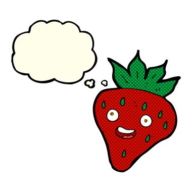 karikatür mutlu çilek ile düşünce balonu