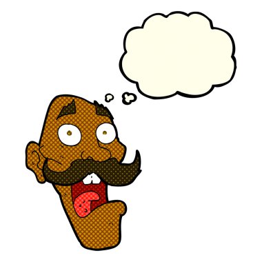 Çizgi film, düşünce balonlu yaşlı adamı korkuttu.