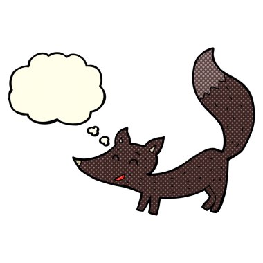 Küçük kurt yavrusu düşünce balonu ile çizgi film