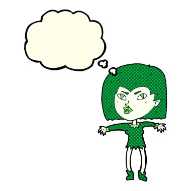 Düşünce baloncuğu olan vampir kız.