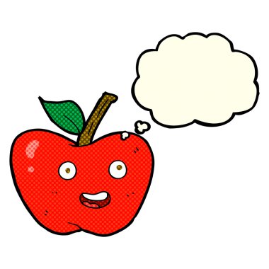 Düşünce baloncuklu çizgi film elması
