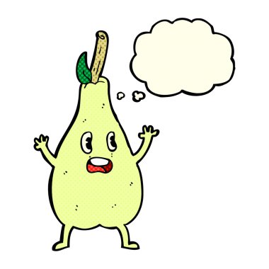çizgi film düşünce baloncuğu ile korkmuş armut
