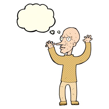 Düşünce baloncuğu olan kötü adam çizgi filmi