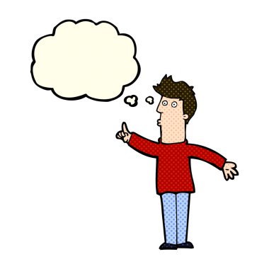 Çizgi filmci, düşünce baloncuğuyla dikkatli olmayı tavsiye ediyor.