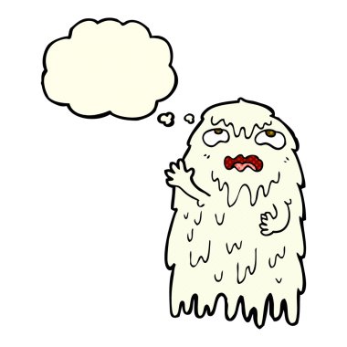 Düşünce baloncuklu iğrenç bir hayalet.