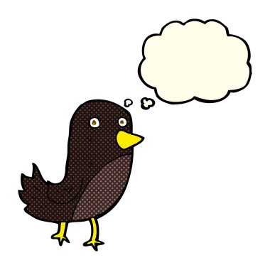 Düşünce baloncuklu çizgi film kuşu