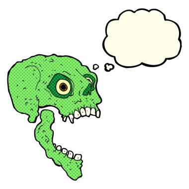 Düşünce baloncuklu korkunç kafatası