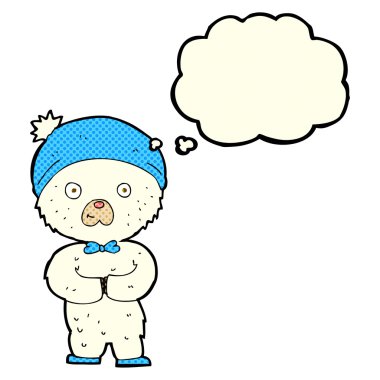 Düşünce baloncuğu olan küçük kutup ayısı çizgi filmi