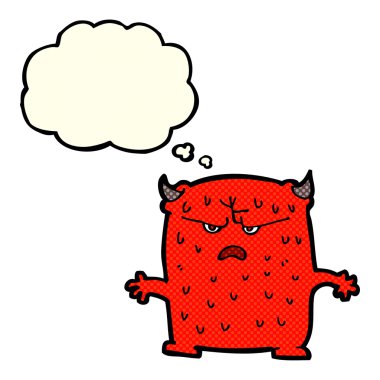 Düşünce baloncuğu olan küçük uzaylı çizgi film