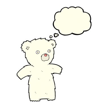 Kutup ayısı düşünce balonu ile karikatür