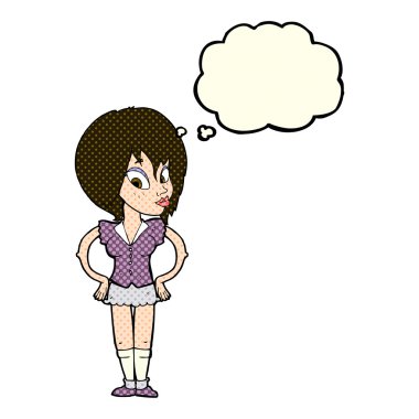 el HIPS düşünce balonu ile kadınla çizgi film