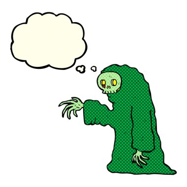 Düşünce baloncuklu tuhaf cadılar bayramı kostümü.