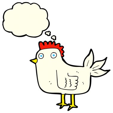 Düşünce baloncuklu çizgi film tavuğu