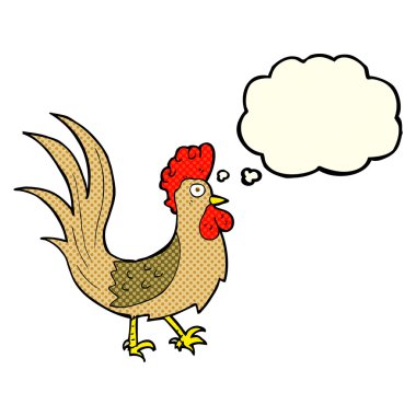 Düşünce baloncuklu horoz çizgi filmi