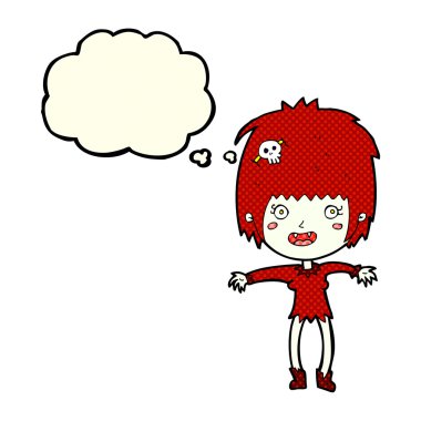 Düşünce baloncuğu olan vampir kız.