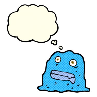 Düşünce baloncuklu çizgi film yaratığı