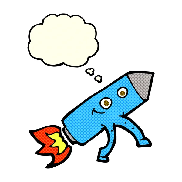 Kreskówki szczęśliwy rakieta z bańki myślowej — Wektor stockowy
