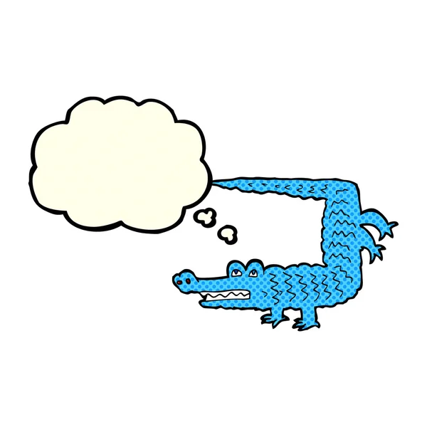 Мультяшный крокодил с мыслепузырём — стоковый вектор