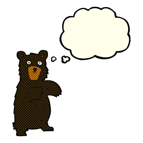 Cartoon black bear with thought bubble — Stock Vector