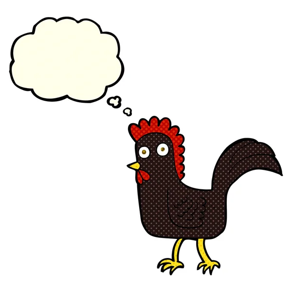 Cartoon chicken with thought bubble — Stock Vector