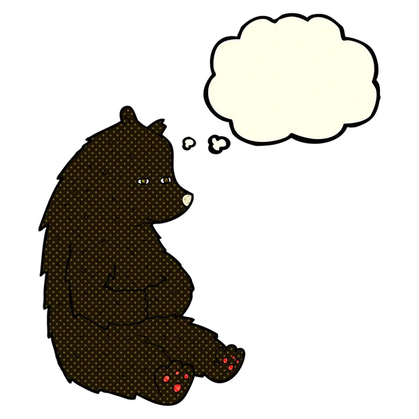Милий мультяшний чорний ведмідь з думкою бульбашкою — стоковий вектор