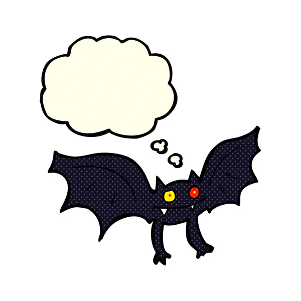 Murciélago vampiro de dibujos animados con burbuja de pensamiento — Vector de stock