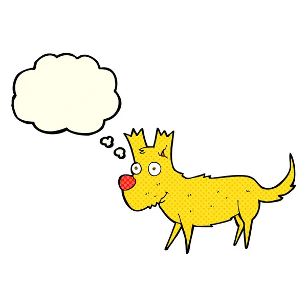 Dibujos animados lindo perrito con burbuja de pensamiento — Vector de stock