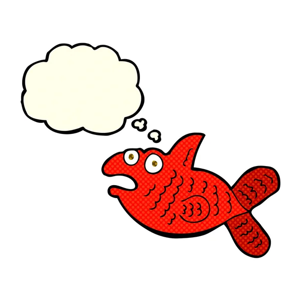 Cartoon vis met gedachte zeepbel — Stockvector