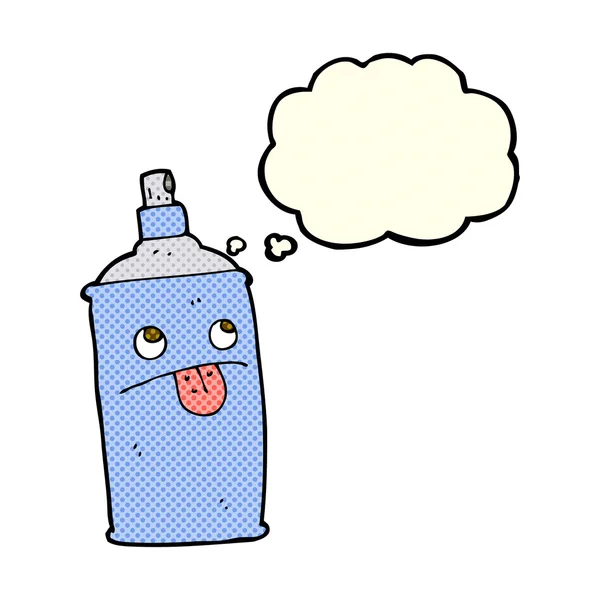Cartoon spray kan met gedachte zeepbel — Stockvector