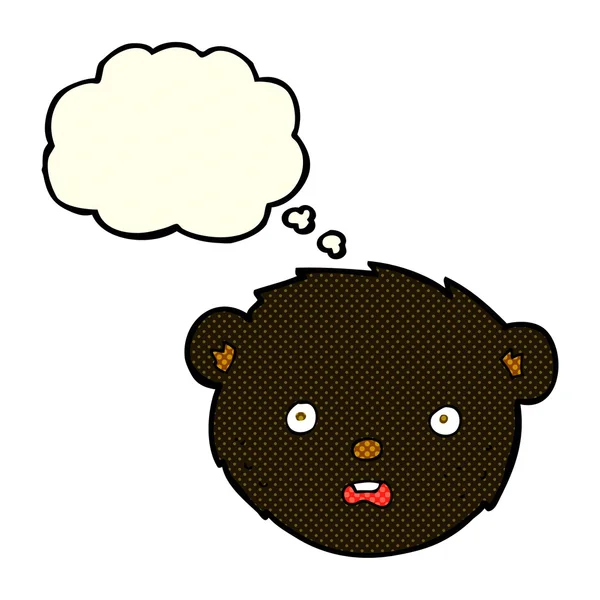 Cartoon urso negro rosto com bolha de pensamento —  Vetores de Stock