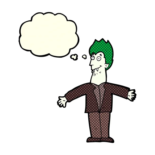 Homem vampiro desenhos animados com bolha de pensamento — Vetor de Stock