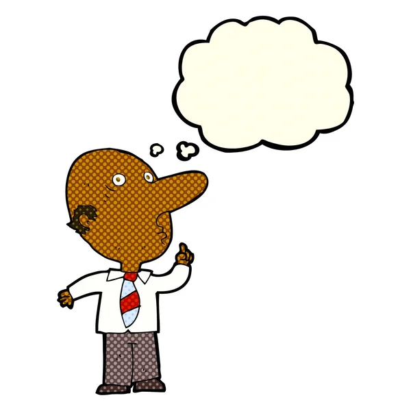 Γελοιογραφία φαλακρός άνδρας ερώτηση με σκέψη φούσκα — Διανυσματικό Αρχείο