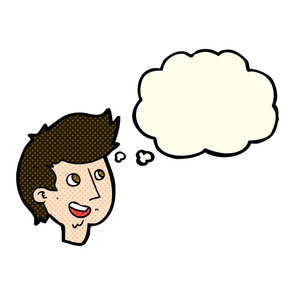 Dessin animé heureux garçon visage avec bulle de pensée — Image vectorielle