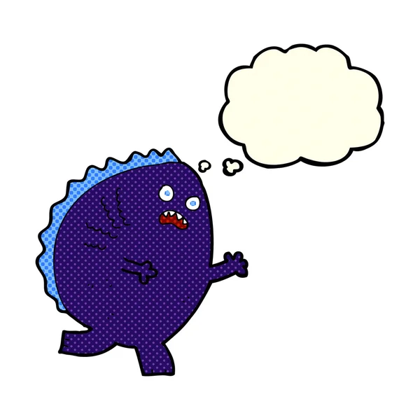 Cartoon-Monster mit Gedankenblase — Stockvektor