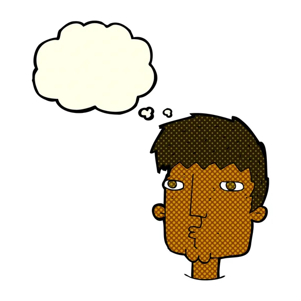 Karikatur neugieriger Mann mit Gedankenblase — Stockvektor