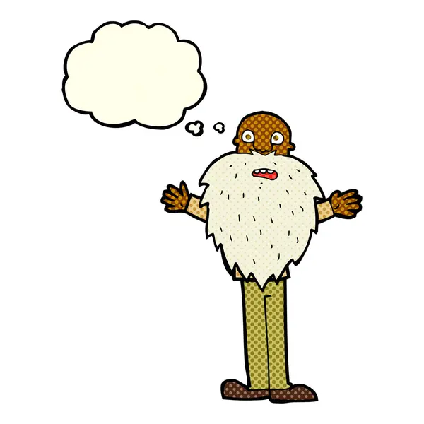 Cartoon bearded old man with thought bubble — Stock Vector