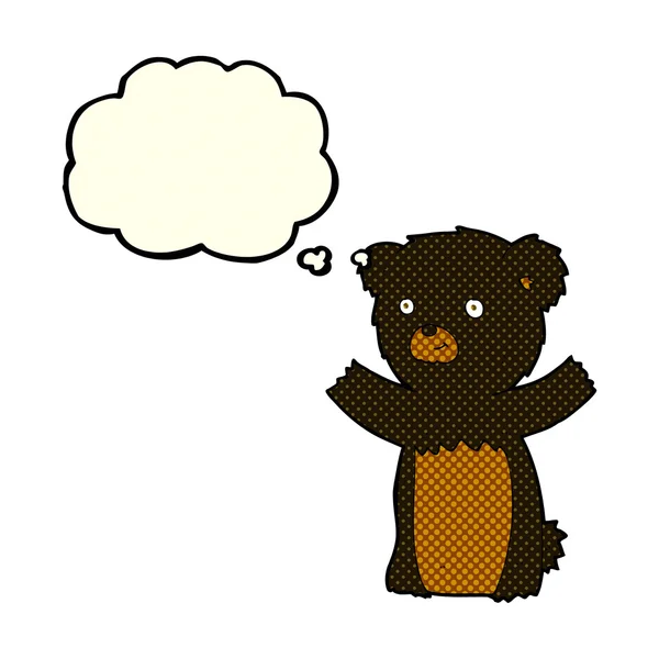 Ourson ours noir dessin animé avec bulle de pensée — Image vectorielle