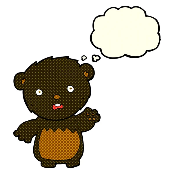 Kreslený bál černý medvěd s myšlenkou bublina — Stockový vektor