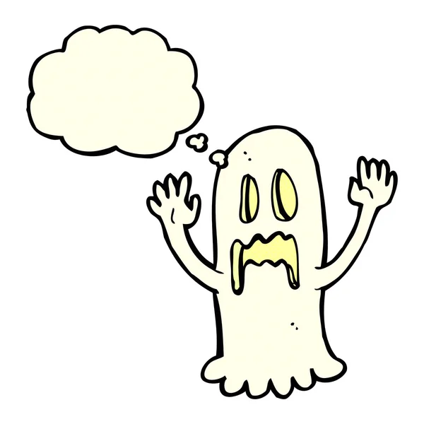 Dibujos animados fantasma espeluznante con burbuja de pensamiento — Archivo Imágenes Vectoriales